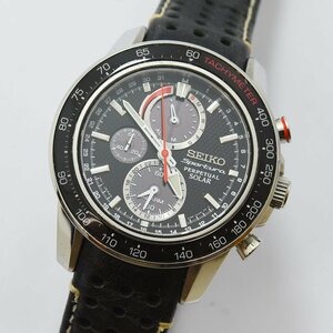 1円 可動品 腕時計 セイコー SEIKO スポーチュラ V198-0AA0 ソーラー メンズ ブラック 同梱不可