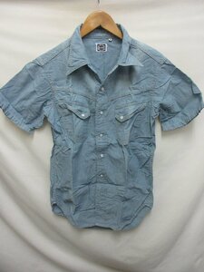  Fellows PHERROW'S STORMY BLUE short sleeves work shirt size S