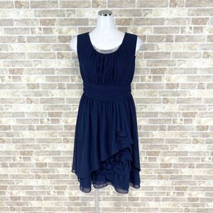 1円 ドレス dress deco ワンピース M ネイビー カラードレス キャバドレ 発表会 イベント　中古８０５６