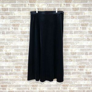 1円 ロングスカート 　ベロア黒　サイズ４L 大きなサイズ 　 発表会　 フォーマル イベント　中古８３３０