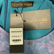 1円 ドレス CLASSICAL STYLE タグ付 ワンピース XXXL大きなサイズ 青緑系レース中生地花柄 カラードレス 中古８５８７_画像10