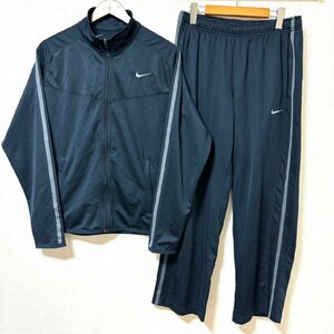 (^w^)b NIKE ナイキ ジャージ 上下 セット アップ ジップアップ トラック ジャケット パンツ ウエスト ゴム ひも付き ポケット 紺 L 7931EE