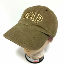 (^w^)b GAP ギャップ 80s 90s ヴィンテージ キャップ 帽子 ロゴ 刺繍 ワンポイント カジュアル ブラウン レザー ベルト M L C0913EE_画像1