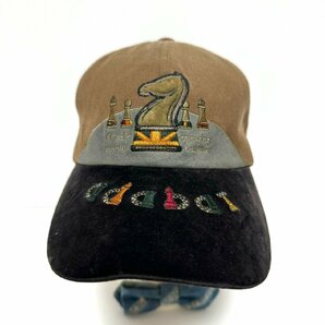 (^w^)b adabat アダバット 80s 90s ヴィンテージ チェス ピース デザイン キャップ 帽子 ロゴ 刺繍 ベロア レザー ベルト 茶系 0 C0909EEの画像4