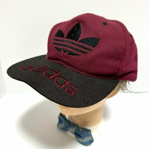 (^w^)b adidas アディダス 80s 90s ヴィンテージ キャップ 帽子 ロゴ トレフォイル 刺繍 ツートン バイカラー ボルド 黒 ONE SIZE C0924EE