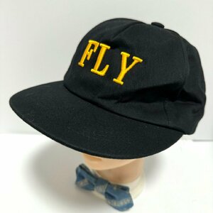 (^w^)b 80s 90s ヴィンテージ FLY フライ キャップ 帽子 ロゴ 刺繍 シンプル ミリタリー 英字 ワンポイント スナップバック 黒 C0935EE