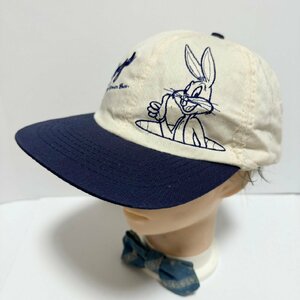 (^w^)b 80s 90s ヴィンテージ Bugs TM&1996 Warner Bros バックス バニー ワーナー ブラザーズ キャップ 帽子 ロゴ 刺繍 ツートンC0938EE
