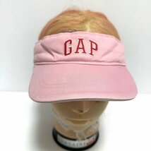 (^w^)b GAP GOLF ギャップ ゴルフ サンバイザー 日除け 立体 ロゴ 刺繍 スベリ パイル地 ピンク ベルクロ ベルト 調節可能 M 0863EE_画像4