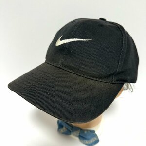 (^w^)b NIKE ナイキ 80s 90s ヴィンテージ キャップ 帽子 ロゴ 刺繍 シンプル カジュアル スポーティー ブラック ONE SIZE C0915EE