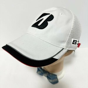 (^w^)b BRIDGESTONE GOLF ブリヂストン ゴルフ ハーフ メッシュ キャップ 帽子 CAP ホワイト ロゴ 刺繍 B330 J815 L 57～60㎝ C0714EE