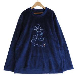 ◆美品 希少モデル◆ UNIQLO × Disney ユニクロ × ディズニー スケート ミッキー 刺繍 フリース トレーナー 紺 メンズ XL　4233k1