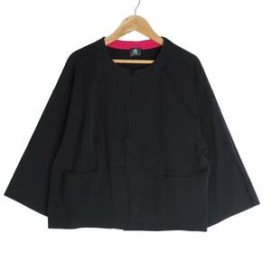 ◆美品 送料無料◆ PS Paul Smith ポールスミス ノーカラー ニット ジャケット カーディガン 黒 レディース M ◆オンワード樫山◆ 2533L1