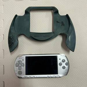 SONY PlayStation Portable PSP-3000 シルバー バッテリー無し　動作未確認　グリップ　モンスターハンター