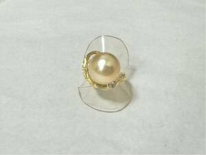 [Pawn Shop Owariya Shoten Tokyo] ☆ Дифференцированные результаты ☆ K18YG Golden Pearl Neleing Ladies Pearl 13 мм 0,26CT #11