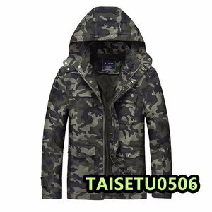 ミリタリージャケット ジップアップパーカー トップス 登山服 おしゃれ フィッシング アウトドア 迷彩2XL