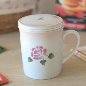 マニーローズ ルールデュテ　ストレーナー付き　茶こし付き　マグカップ　陶器 日本製　新品