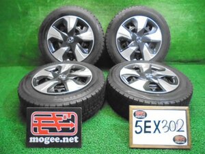 5EX302BD14 ) 送料無料 155/60R15 ダンロップ ウインターマックスWM02 スタッドレスタイヤ+ホンダ純正 15インチホイール4本セット フィット