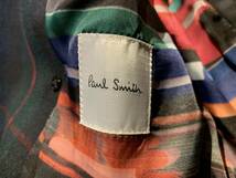 Paul Smith 18AW 袖レザー切替 チェスターコート ダブルブレスト ブラックウォッチ Dreamerプリント 283108 356SL ポールスミス_画像8