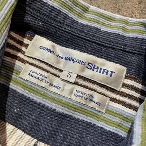 COMME des GARCONS SHIRT コムデギャルソンシャツ 90s 1990s マルチカラー ストライプ コットン オープンカラー 長袖シャツ Sの画像4