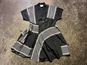 COMME des GARCONS 90SS ピークドラペル ダブルシルクレーヨンワンピース コムデギャルソン EJ-10070S