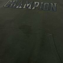 【希少カラー】Champion チャンピオン プリント ビッグロゴ 迷彩 袖ロゴ 裏起毛 プルオーバー パーカー アジア表記XL カーキ アメカジ 古着_画像7