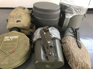 ミリタリーグッズ アルミ 古い水筒 飯合 自衛隊？ 米軍　放出品 サバイバル ビンテージ 古道具 年代物 コレクション 希少 計6点 L9A