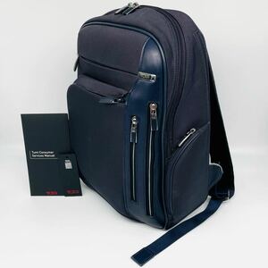 1円〜[極美品] TUMI トゥミ ARRIVE キングスフォード メンズ ビジネス リュックサック バックパック レザー エクスパンダブル A4/PC可 濃紺