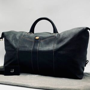 1円~ 極美品 dunhill ダンヒル メンズ ビジネス 2way ショルダーバッグ ボストンバッグ オールレザー 本革 斜め掛け 通勤 旅行 ゴルフ 黒