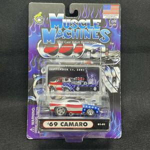 【１円～スタート】MUSCLE MACHINES マッスルマシーン 1/64 ’69 CAMARO カマロ ミニカー 01-91 アメリカ国旗 マッスルカー