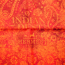 未使用・展示品 エルメス HERMES スカーフ カレ90 シルク INDIAN DUST インディアンダスト ショール レッド / オレンジ tk1134_画像2