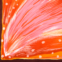 エルメス HERMES スカーフ カレ90 シルク FEUX DU CIEL 天の火 ショール レッド/オレンジ/ピンク/マルチカラー 極美品 中古_画像4