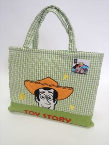 新品☆Disney トイストーリー/TOY STORY☆キルト・レッスンバッグ☆グリーン系チェック