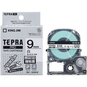 未使用 新品　TEPRA PRO WHITE BLACK INK 9mm SS9KW テプラ プロ 白色 黒文字　強粘着 9mm