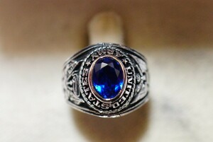 83 海外製 アーミー カレッジリング スピネル 指輪 約13.5号 ヴィンテージ アクセサリー カラーストーン ビンテージ アンティーク 装飾品