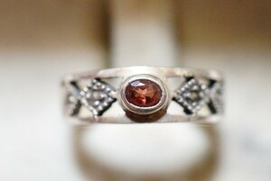 410 ガーネット マーカサイト リング 指輪 約12号 ヴィンテージ アクセサリー SILVER 925刻印 アンティーク 宝石 カラーストーン 装飾品