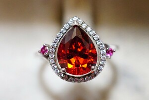 87 ガーネット ルビー リング 指輪 約18.5号 ヴィンテージ アクセサリー 刻印 ビンテージ アンティーク 宝石 色石 カラーストーン 装飾品