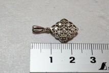 162 天然ダイヤモンド ペンダント ネックレス ヴィンテージ アクセサリー SILVER刻印 天然石 色石 宝石 アンティーク ダイヤ 装飾品_画像5