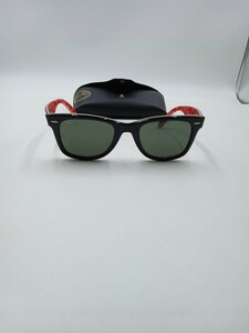 ●RayBan レイバン サングラス RB 2140F 1016 52□22 150 3N WAYFARER ウェイファーラー ブラック×レッド ケース付き