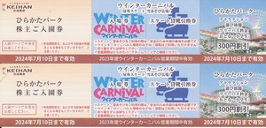 ひらかたパーク　入園券　のりもの乗り放題フリーパス割引券　各２枚　2024年7月10日まで有効 未使用