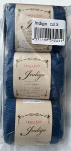 インディゴブルー　毛糸　竹　バンブー100% ⑤ 6玉