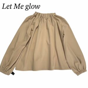 美品 Let Me glowレッドミーグロウ 目黒陽子 QVC レディース ミセス 婦人服 エレガント ベージュ トップス カットソー 長袖 ギャザー M