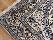 魁◆最高級ペルシャ絨毯 本物保証 イラン ナイン産 ウール 手織り 大判 290×190㎝ メダリオン 美品_画像5