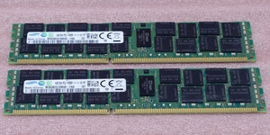 ∠Samsung M393B2G70BH0-YK0 2枚セット *PC3L-12800R/DDR3L-1600 ECC REG/Registered 240Pin DDR3 RDIMM 32GB(16GB x2) 動作品