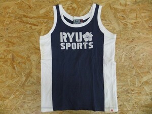 【送料無料】RYU SPORTS リュウスポーツ レディース ロゴプリント 配色切り替え ハイビスカスタンクトップ M 白ネイビー