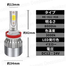 h11 h8 イエロー フォグランプ h16 led フォグ 汎用 ledバルブ フォグライト バルブ 爆光 12v セレナ デリカ ハスラー デミオ N-ONE タント_画像8