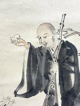 【模写】Y1424 河鍋暁斎「良寛図」紙本 合箱 幕末～明治 浮世絵師 茨城の人 狂斎 人が書いたもの_画像5