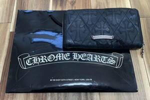 国内正規品 CHROME HEARTS(クロムハーツ) REC F ZIP QUILTED セメタリークロスキルティングレザーウォレット財布 ブラック ガボール BWL