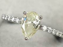 【2774M】鑑定書 Pt900プラチナ 天然ダイヤモンド VERY LIGHT YELLOW/SI-2/0.627ct/0.105ct/3.1g リング 指輪 ♯12_画像4