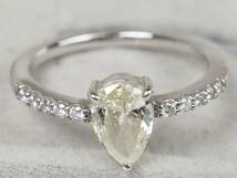 【2774M】鑑定書 Pt900プラチナ 天然ダイヤモンド VERY LIGHT YELLOW/SI-2/0.627ct/0.105ct/3.1g リング 指輪 ♯12_画像7