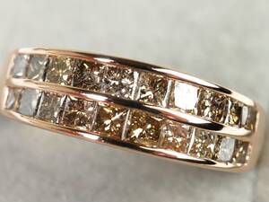 【2781M】K18PGピンクゴールド 天然ダイヤモンド 1.00ct/2.89g リング 指輪 ♯11